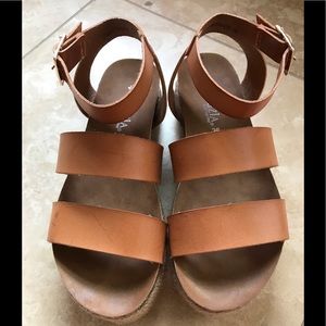 Tan Platform Strappy Sandals
